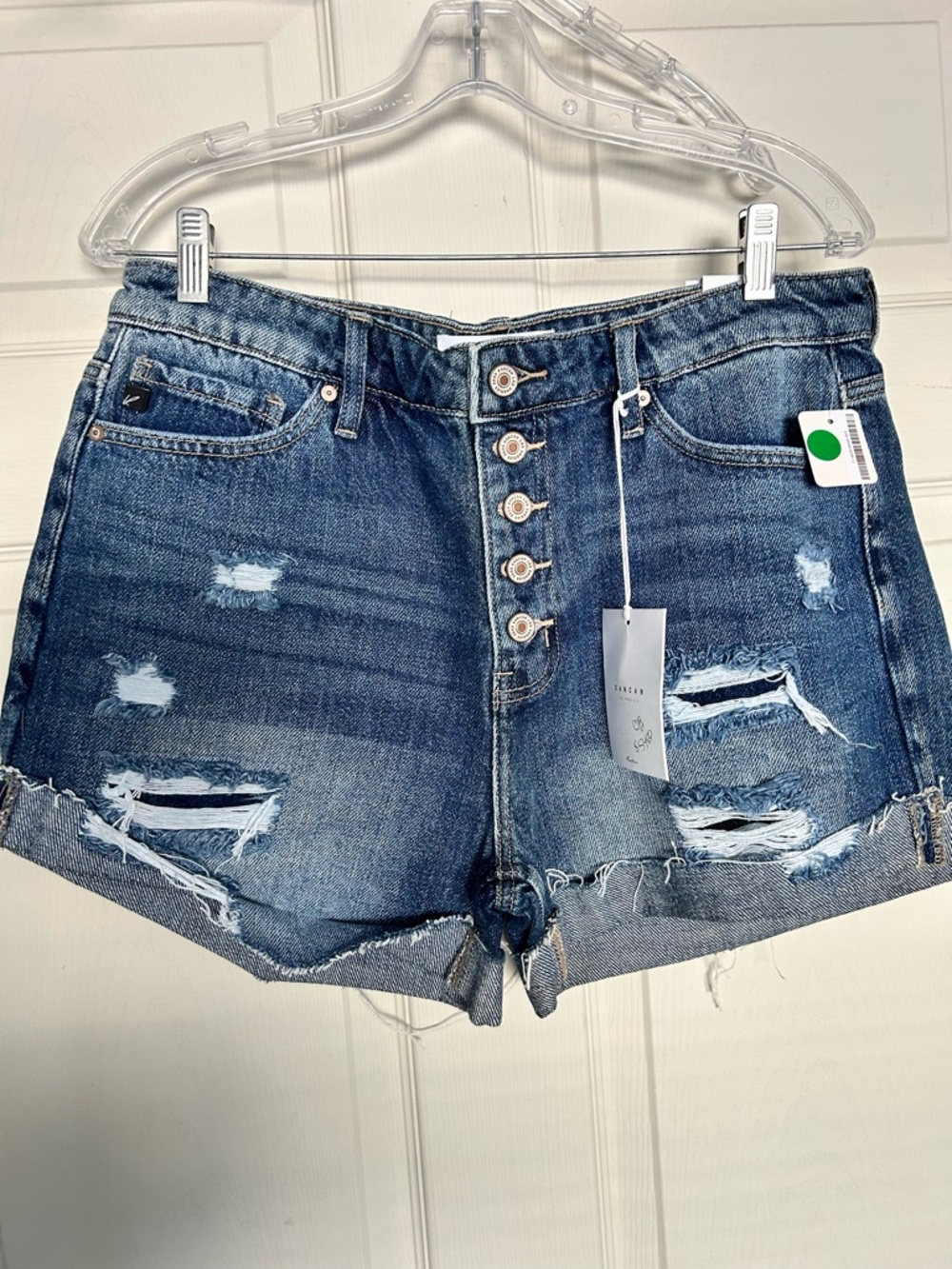 NWT High-Rise Distressed Denim Shorts - Blue